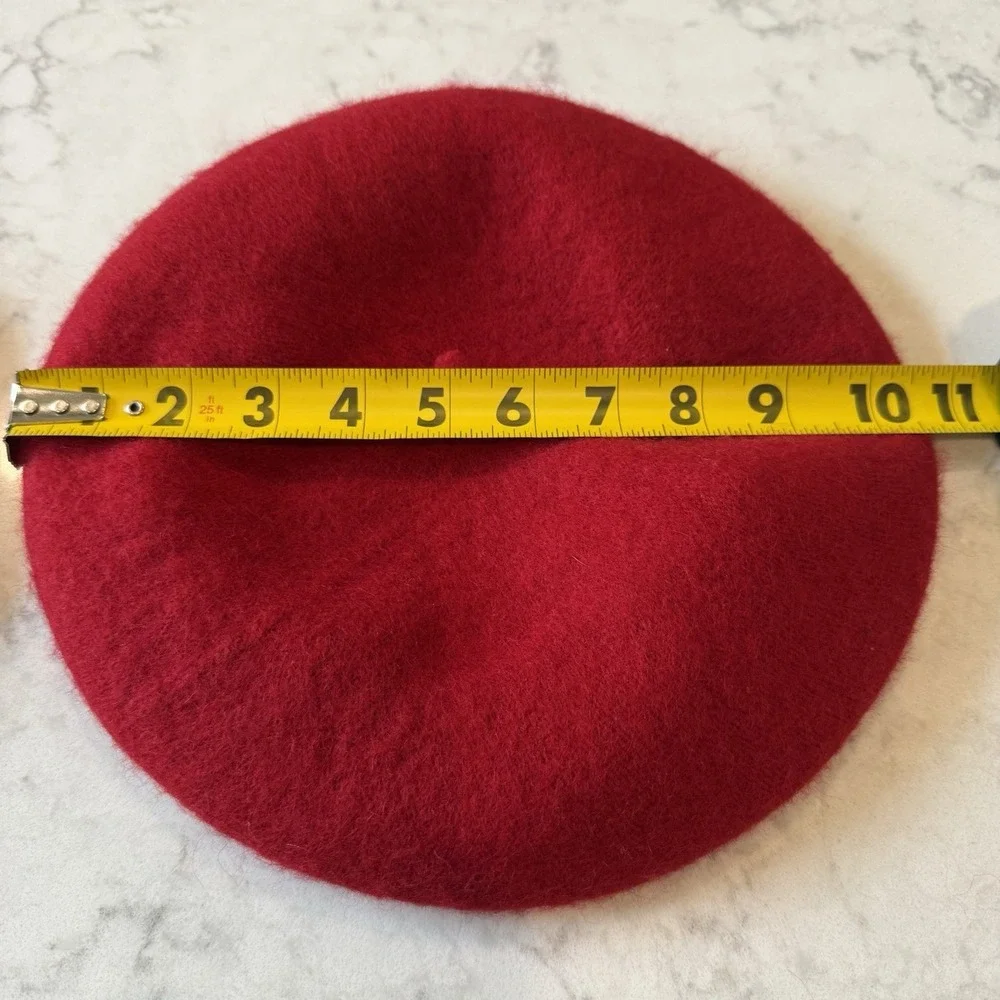 Vintage French Basque De Luxe Beret Black 100% Wool + Red Wool Beret